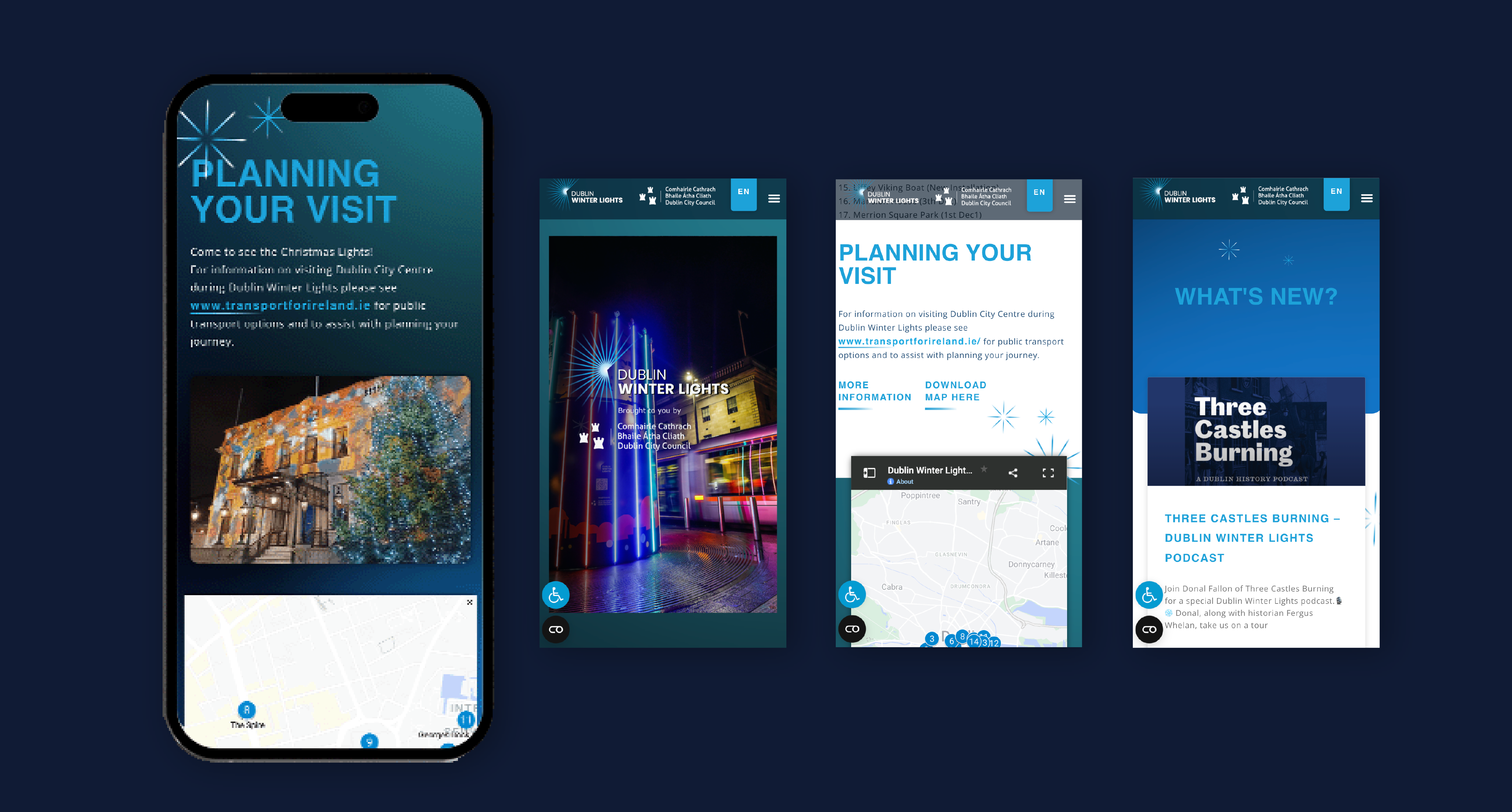 Examples of what the site looks like on mobile